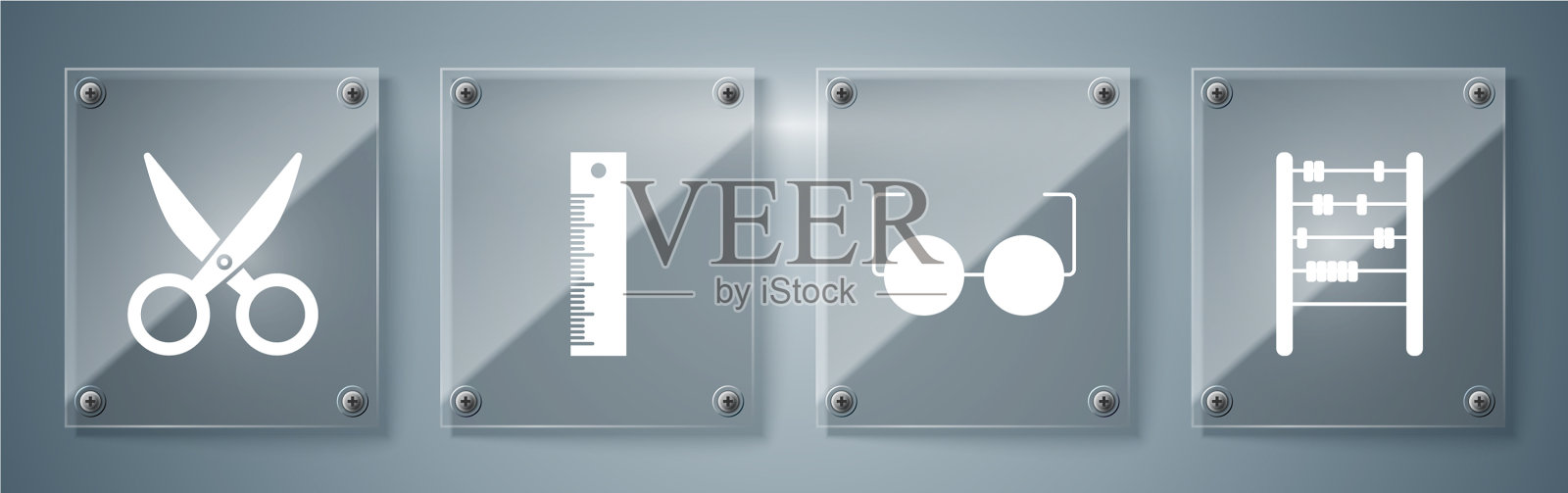 算盘，眼镜，尺子和剪刀图标素材