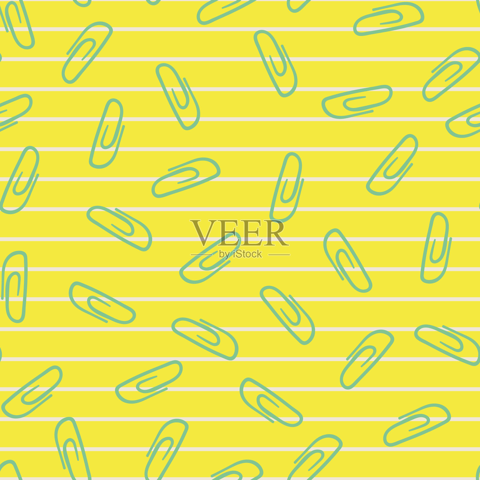 曲别针无缝矢量图案上的黄色插画图片素材