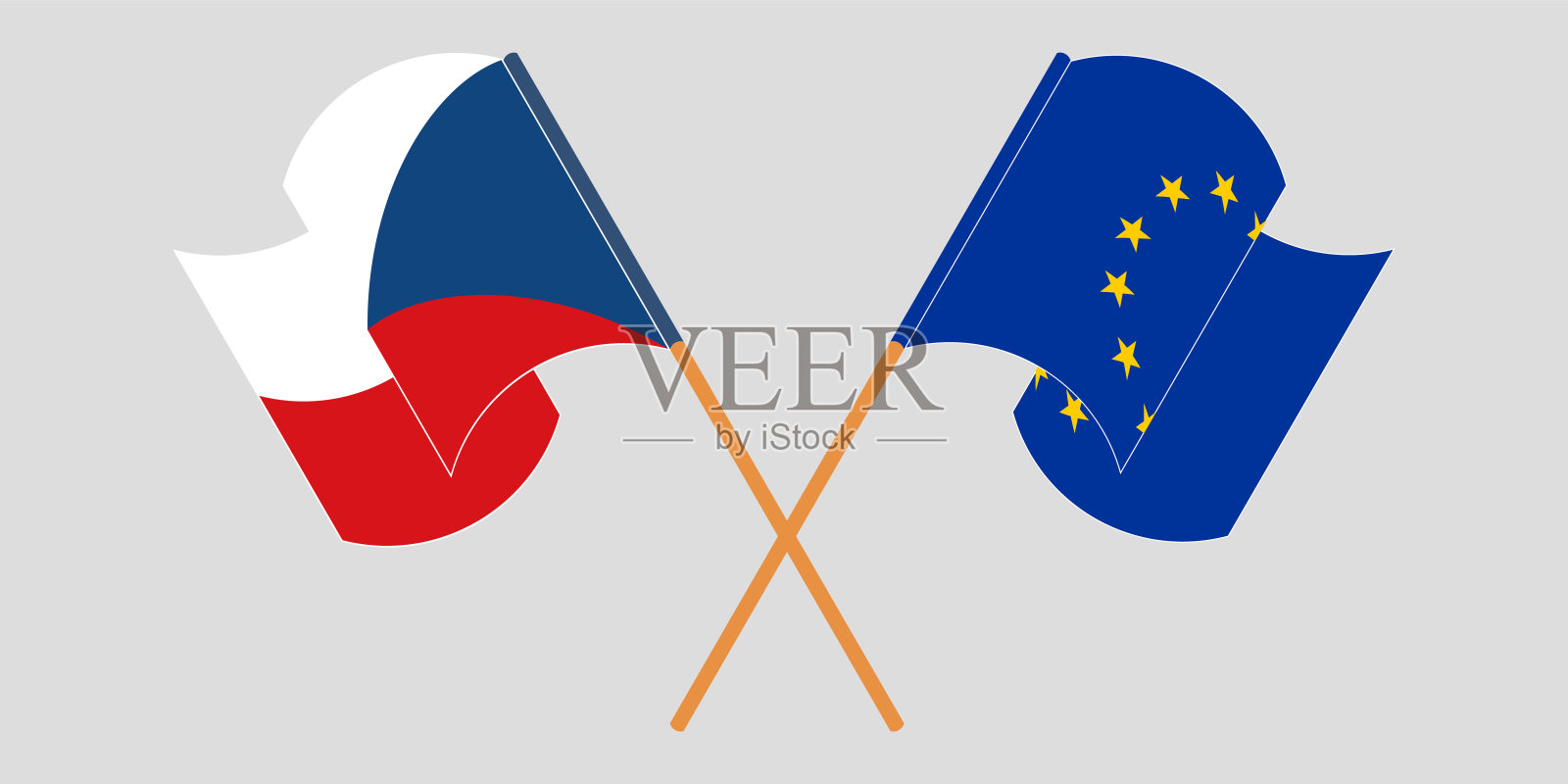 捷克共和国和欧盟的旗帜设计元素图片