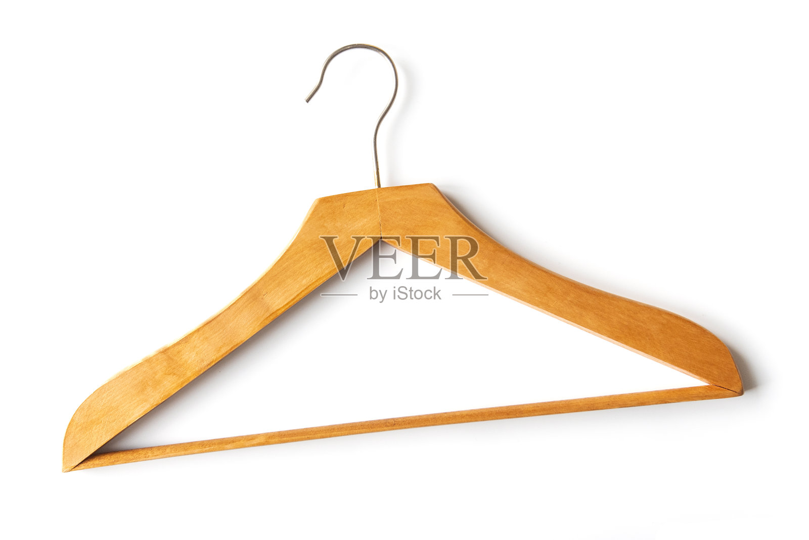 木制的旧经典衣架，衣服孤立在白色背景，俯视图照片摄影图片