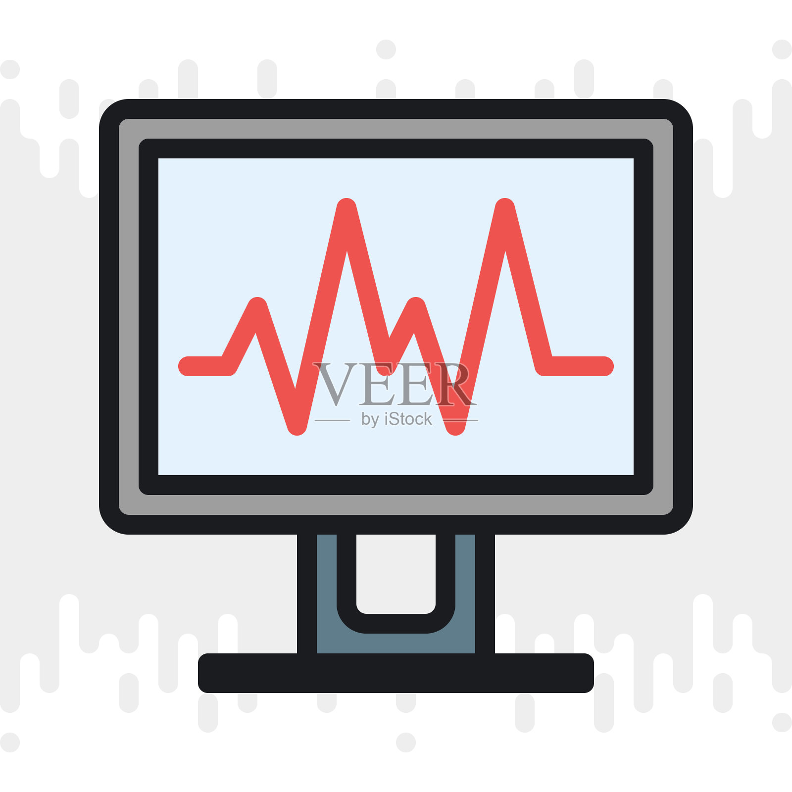 医疗诊断或监控设备图标。简单的颜色版本，浅灰色背景插画图片素材