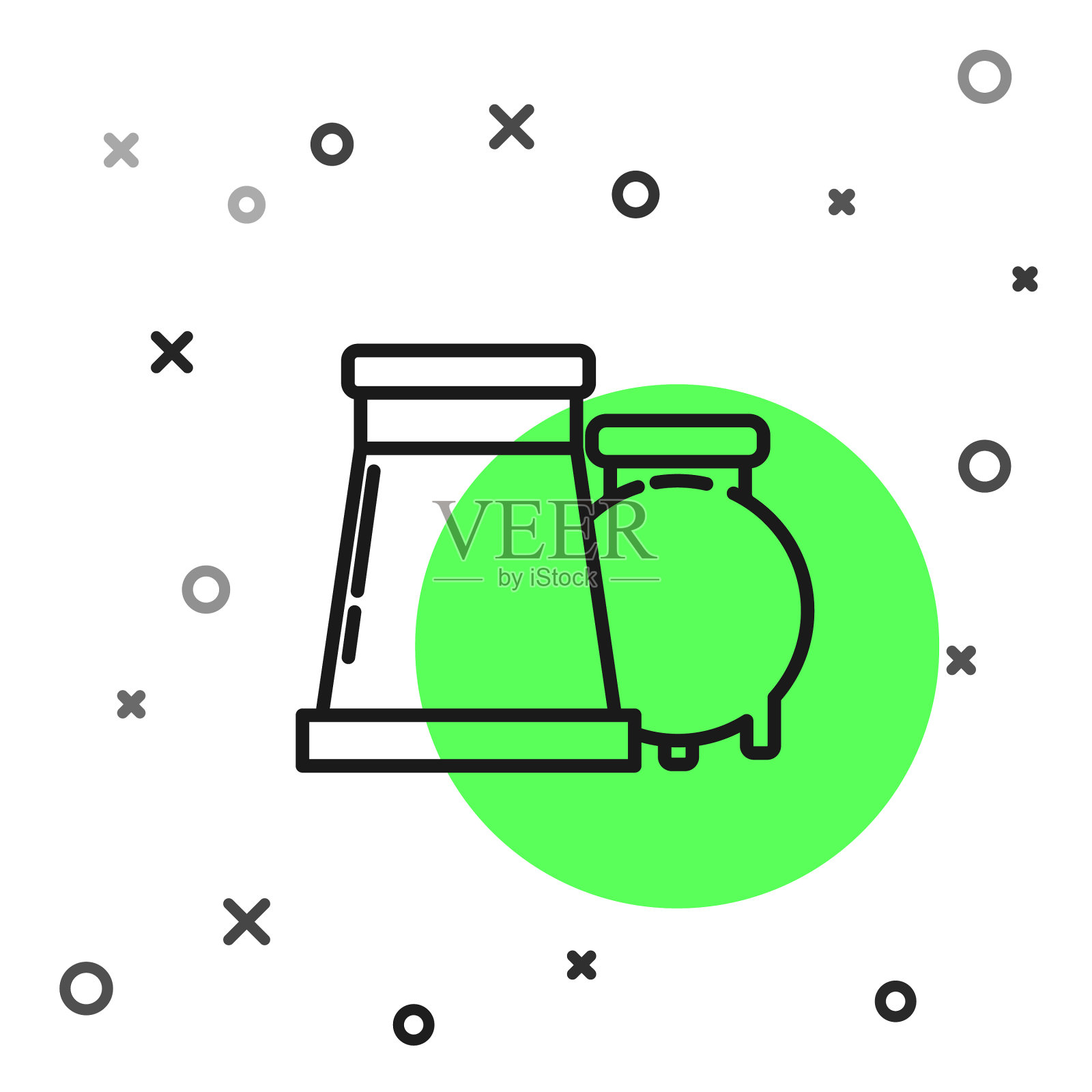 黑线油气工业厂房插画图片素材