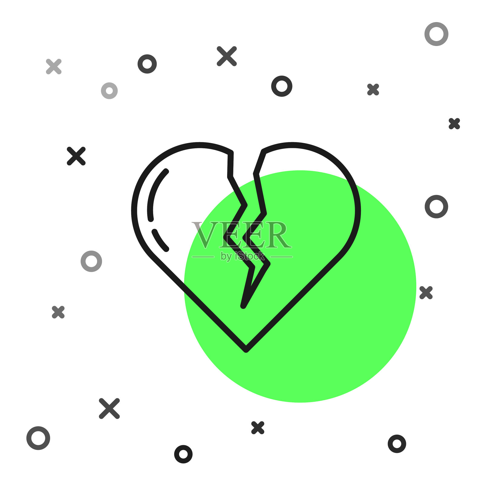 黑线心碎还是离婚偶像孤立插画图片素材