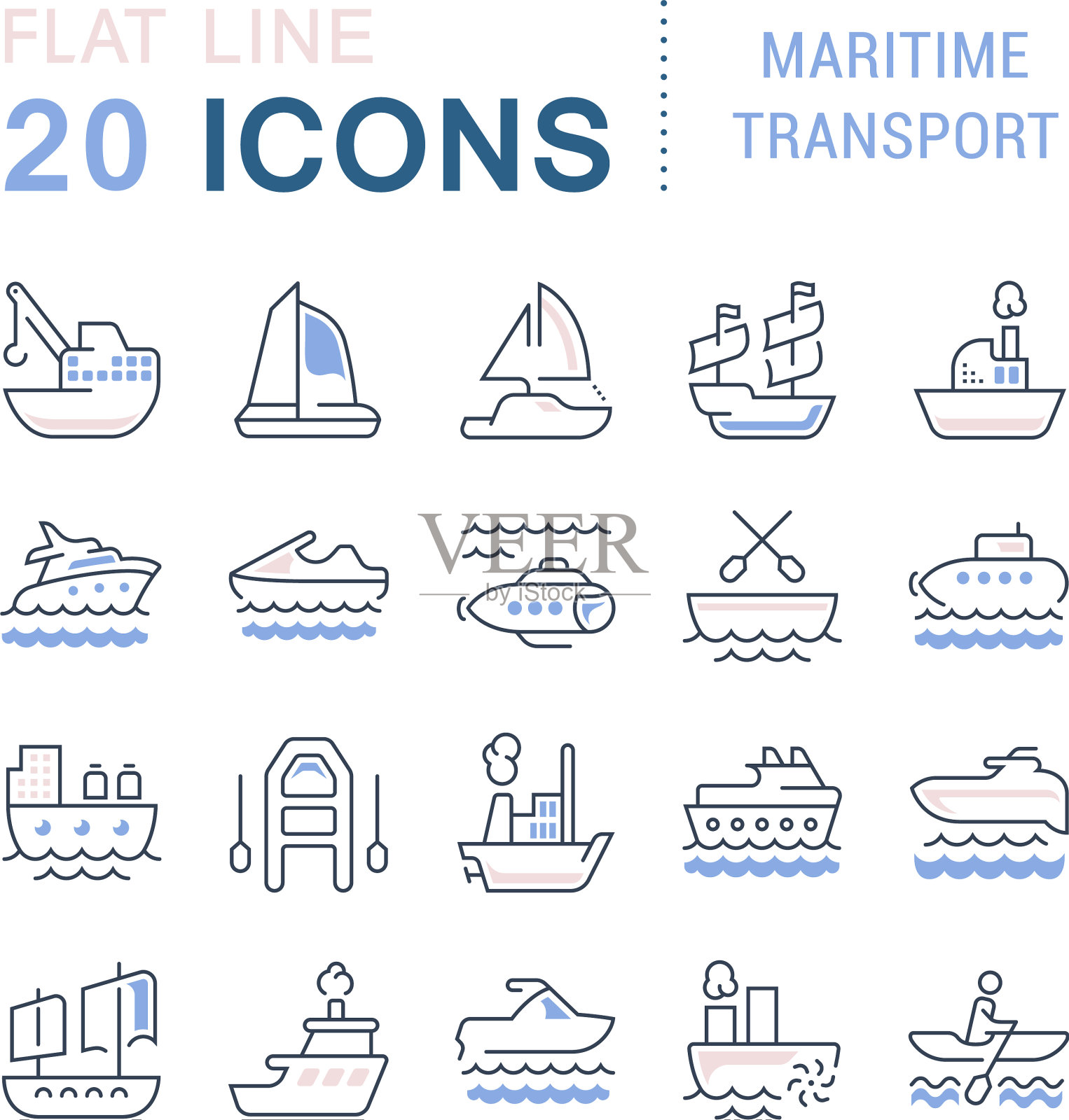 设置线图标海上运输图标素材