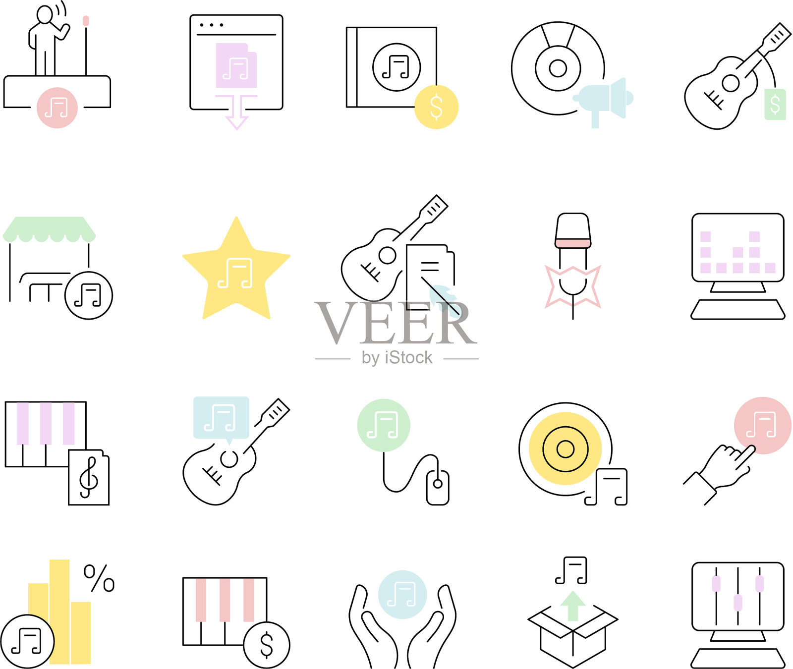 谱线图标音乐业务图标素材