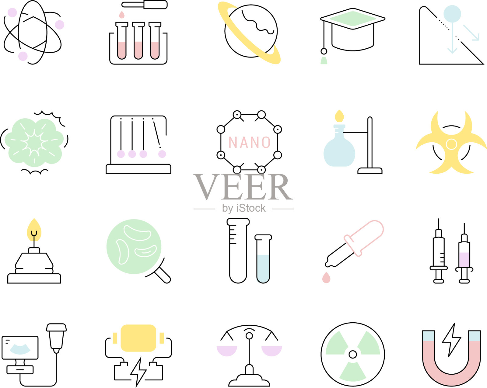 设置线条图标自然历史图标素材