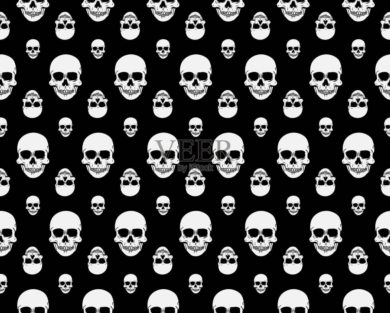 前视图矢量插图的一个人的头骨模式插画图片素材