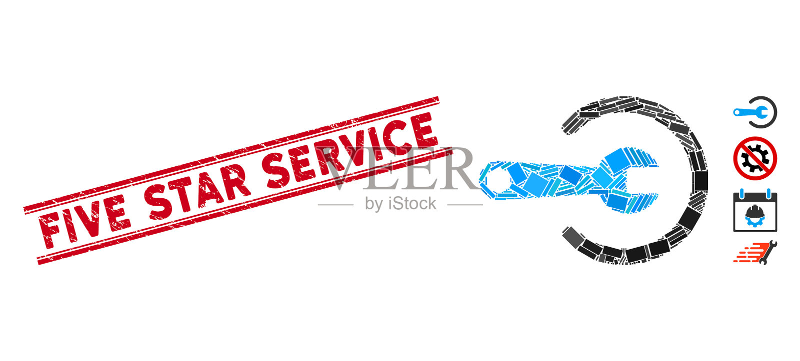 服务马赛克，划五星服务插画图片素材