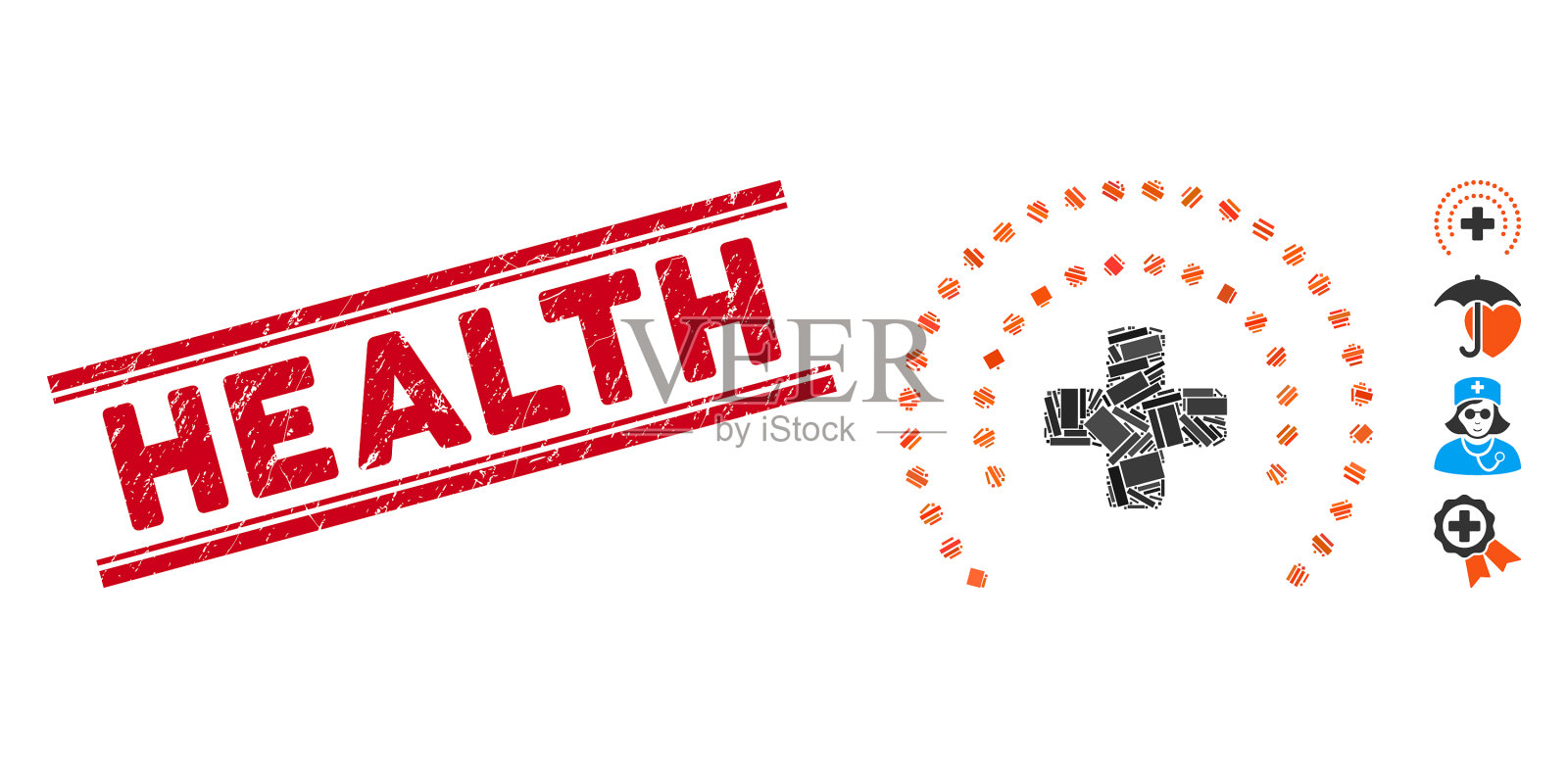 保健保护马赛克，刮伤健康插画图片素材