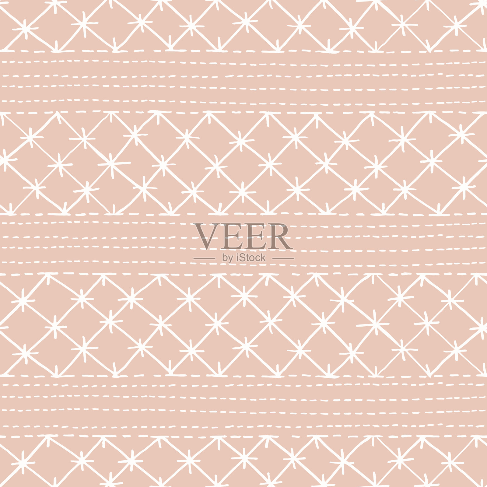 Crewel刺绣花边刺绣矢量无缝模式。手工绘制的传统雅可比豆缝纫线迹印花插画图片素材