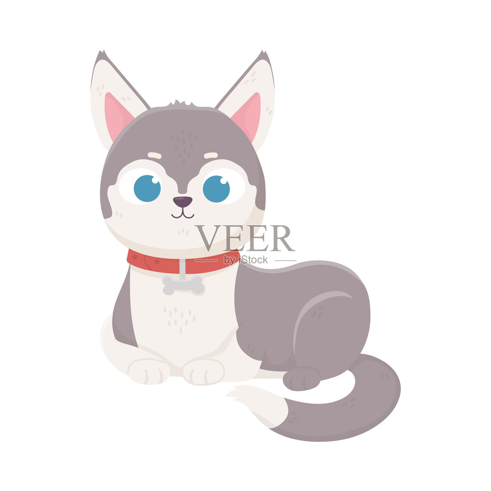 可爱的狗躺在家养卡通动物宠物设计元素图片