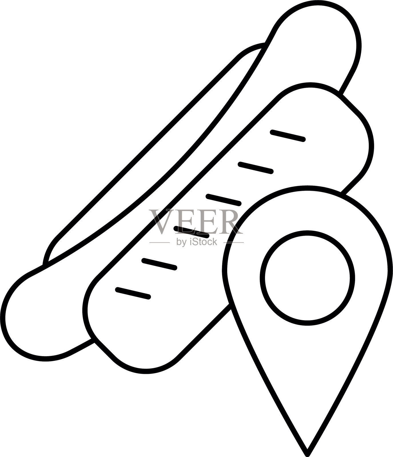 针指针位置与热狗插画图片素材