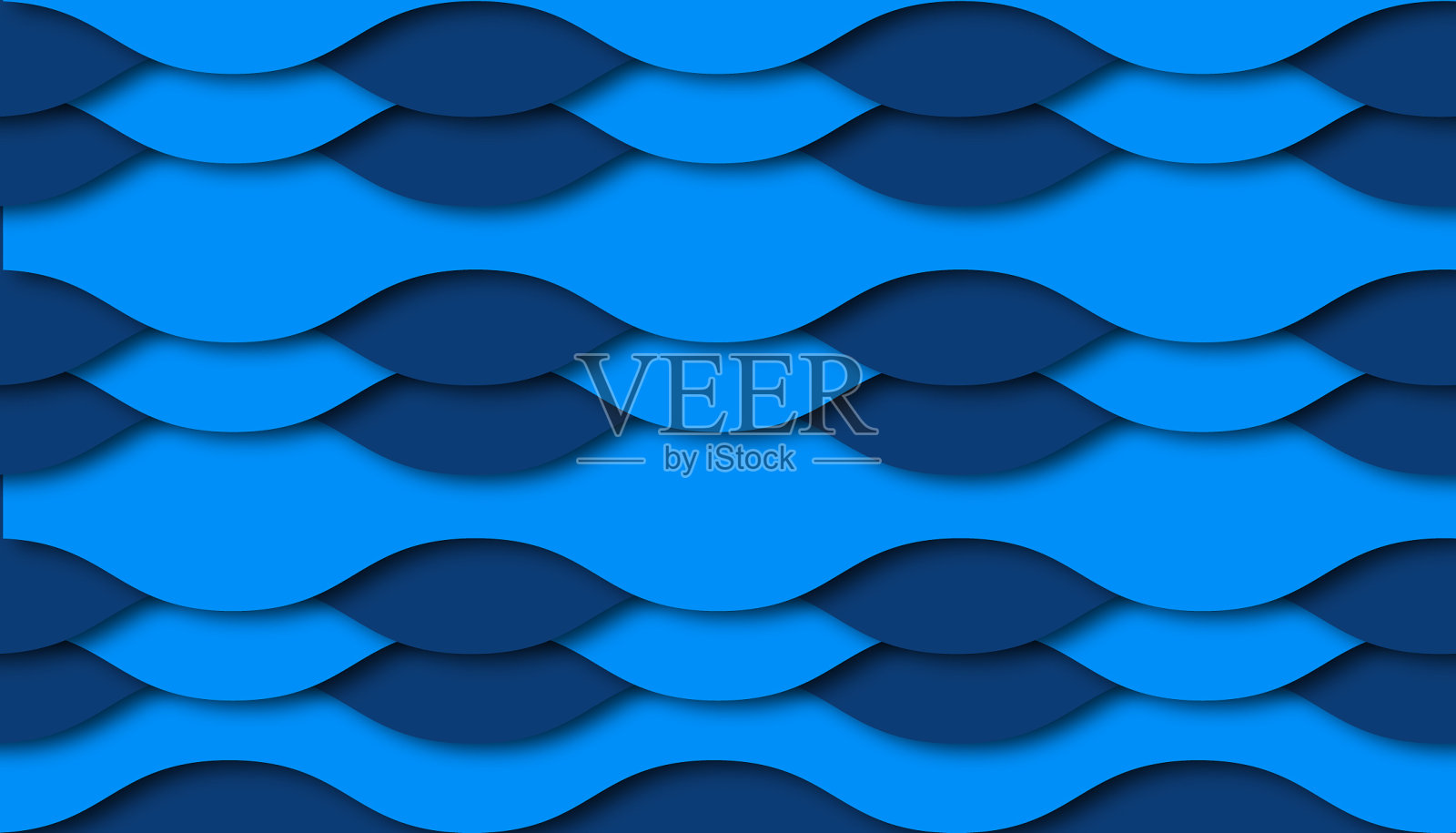 抽象的波浪背景与剪纸形状插画图片素材