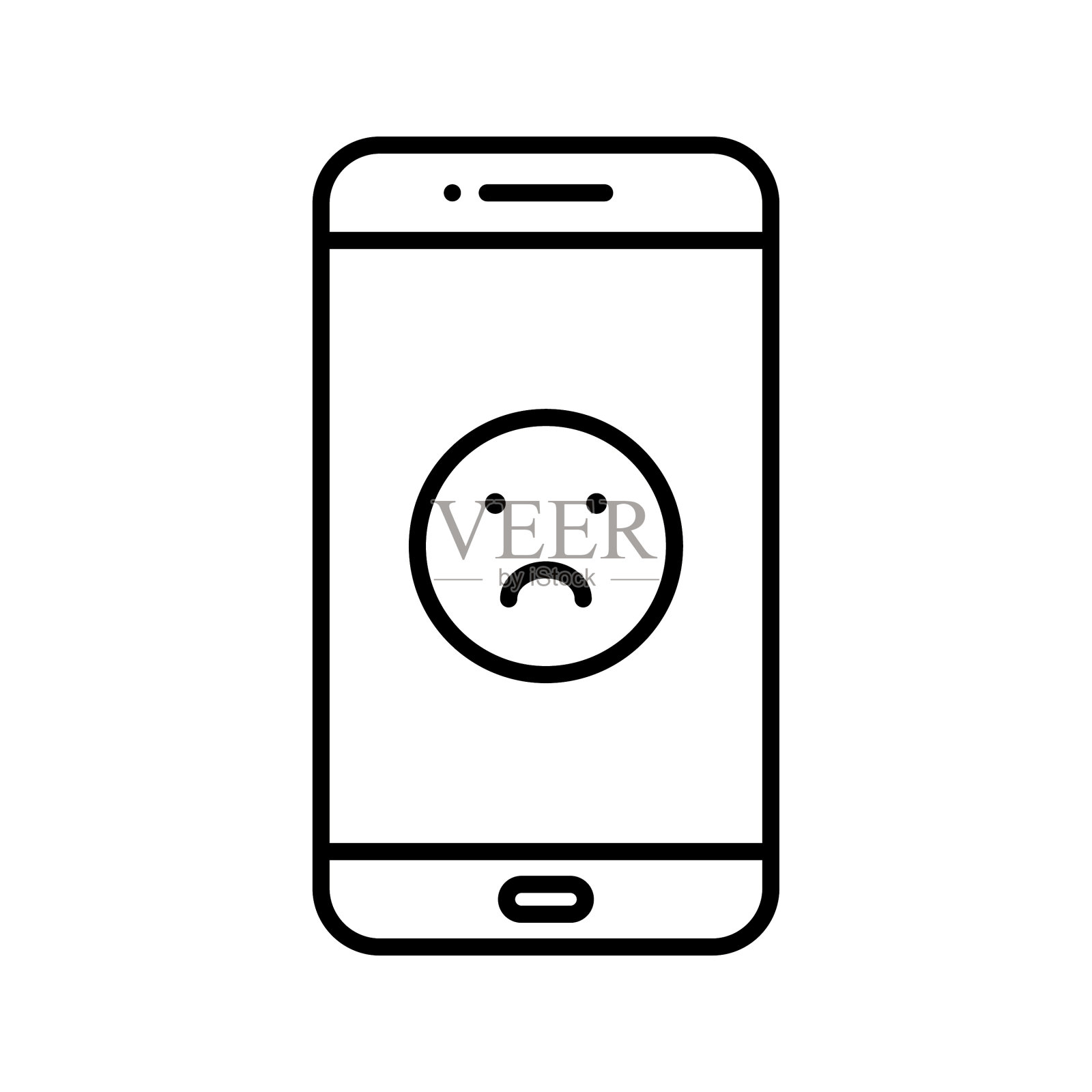 独特的悲伤的脸线图标插画图片素材