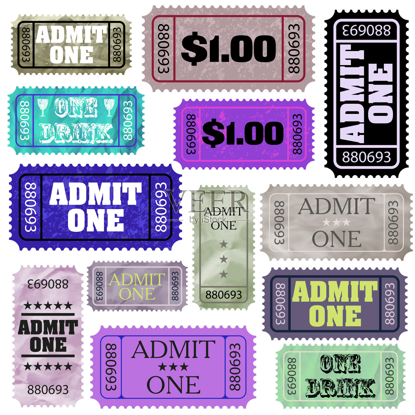 一套票可容纳一人。EPS 8设计模板素材