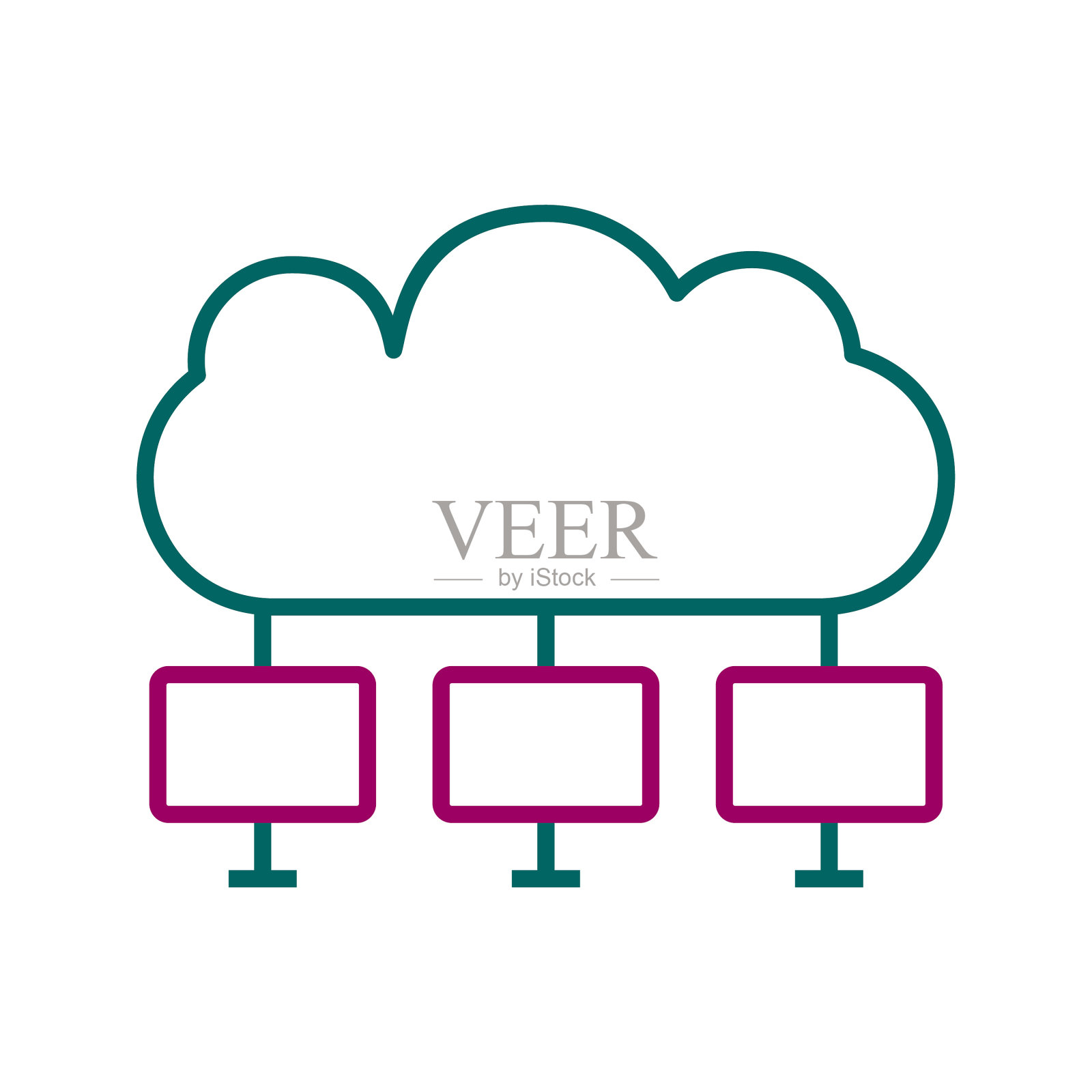 独特的云计算线图标插画图片素材