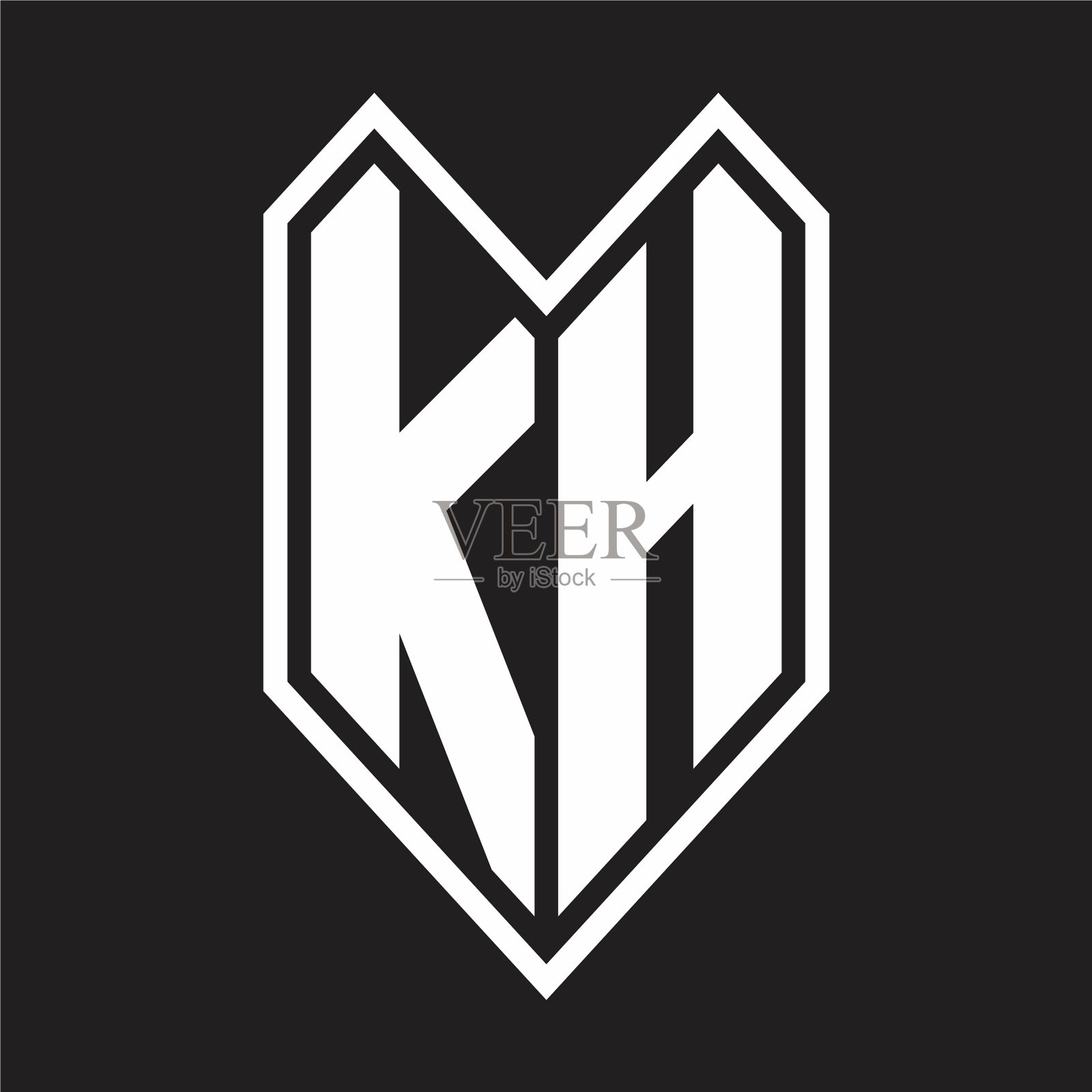 Kh标志与会徽线形风格隔离插画图片素材