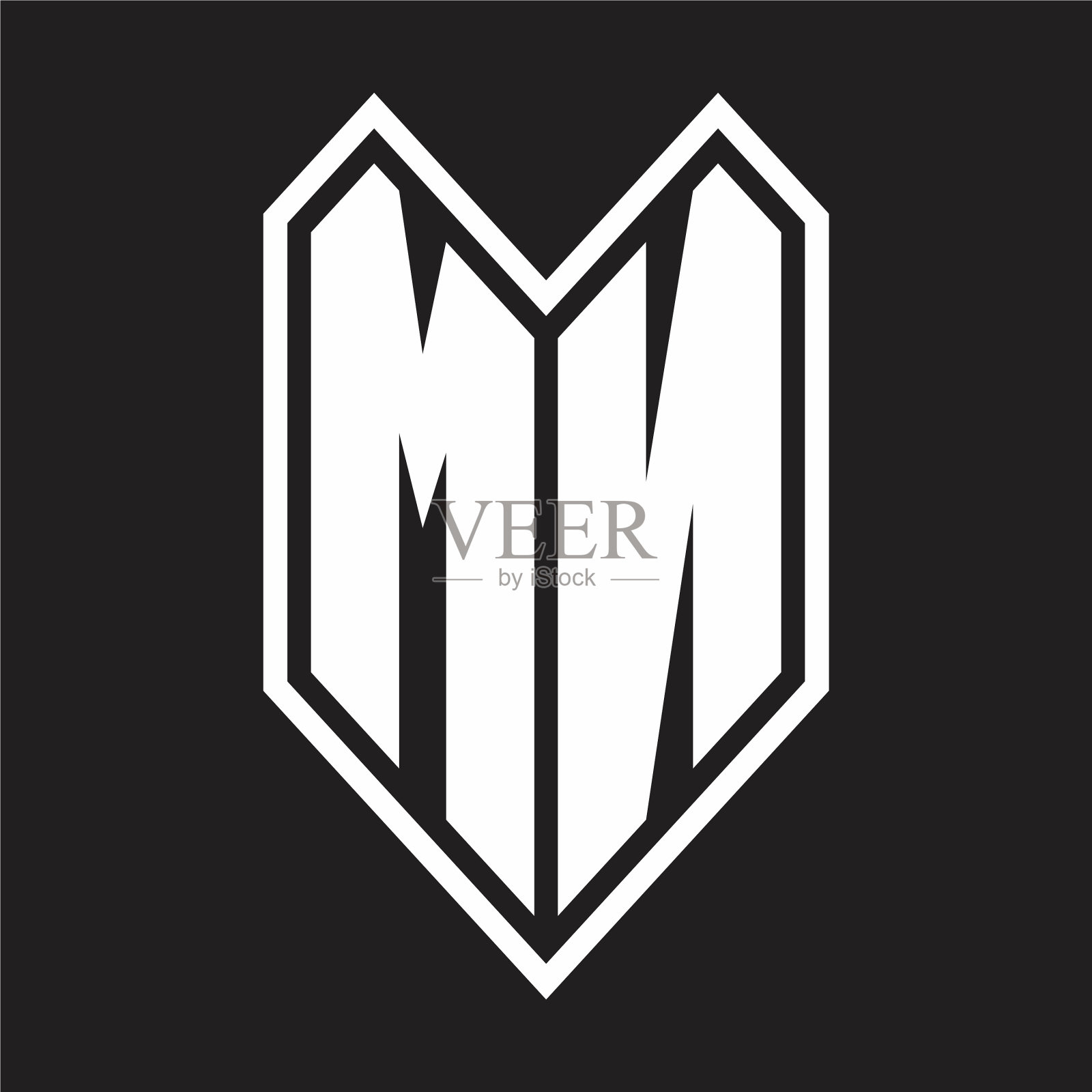 锰标志与会徽线条风格孤立插画图片素材