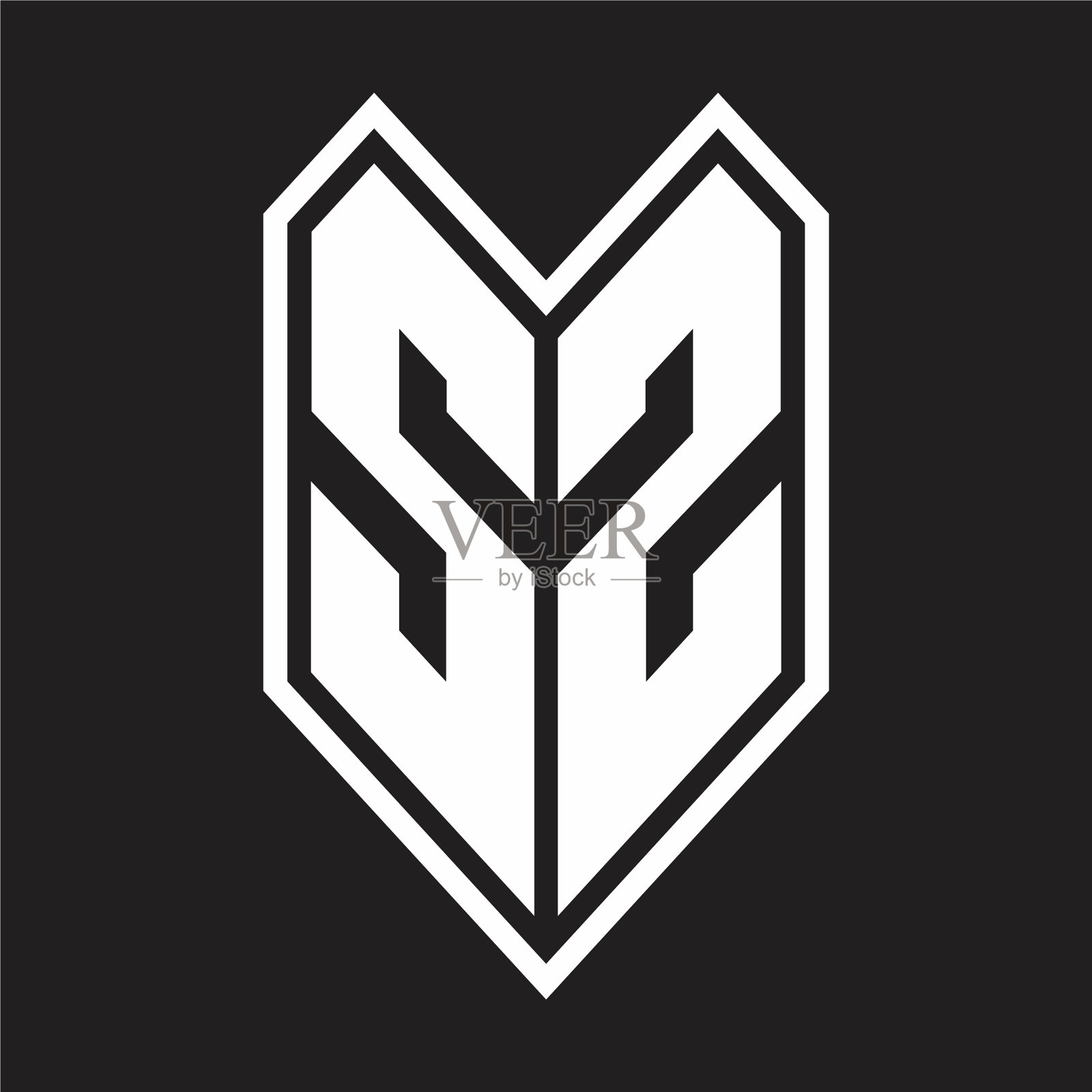 Sz标志的徽标与会徽线条风格相隔离插画图片素材