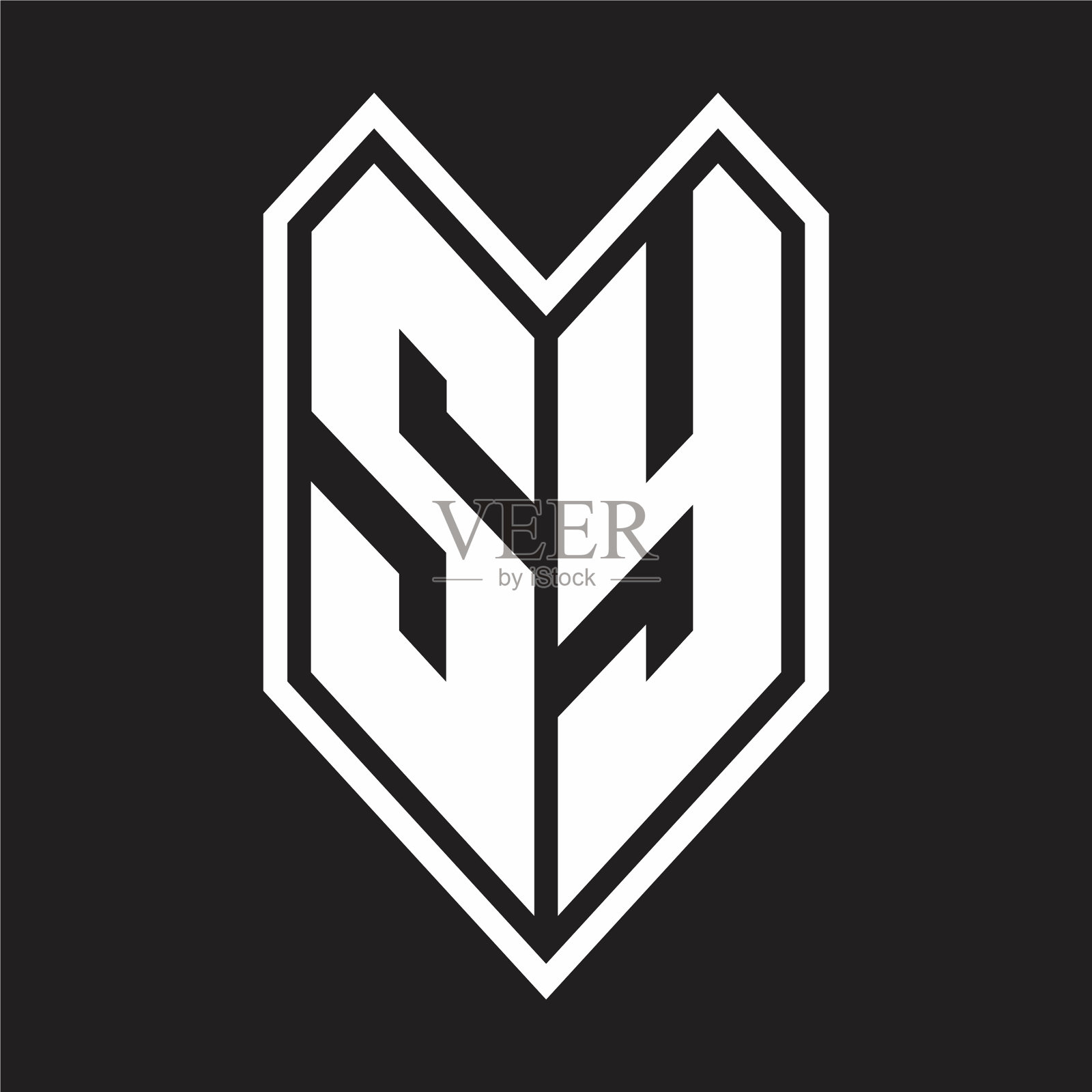 徽标字母与会徽线条风格孤立插画图片素材