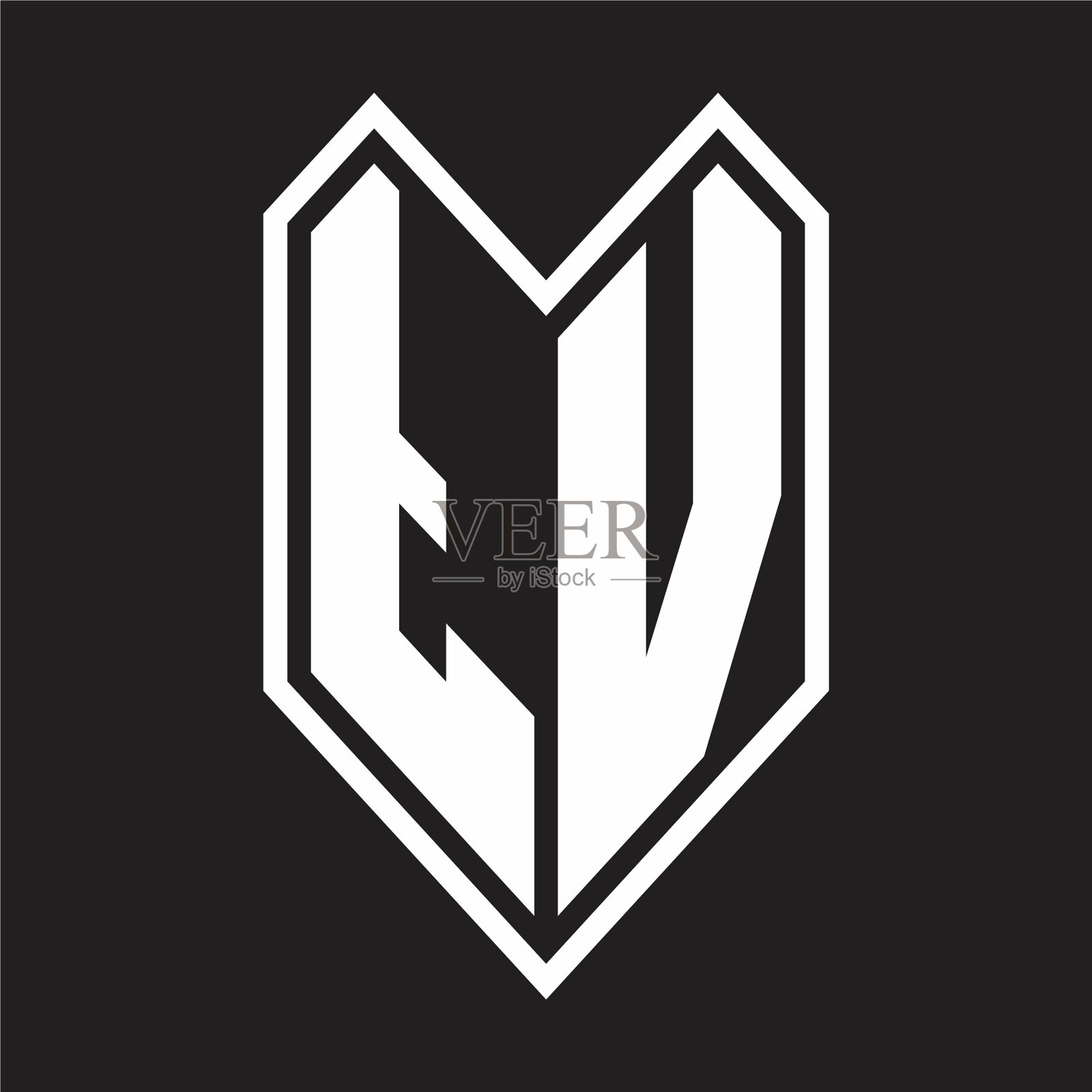 电视标志的徽标与会徽线条风格孤立插画图片素材