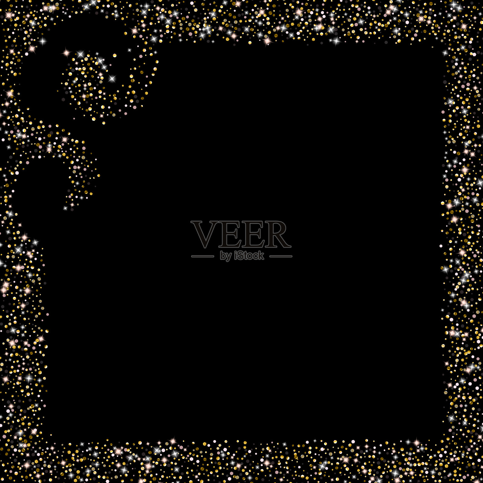 黄金闪闪发光的星星。豪华闪亮的五彩纸屑。插画图片素材