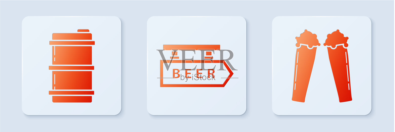 设置街道招牌与啤酒金属铭文图标素材