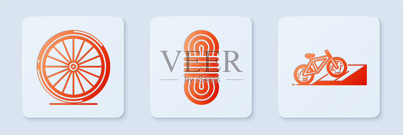 设置登山绳、自行车轮和自行车上图标素材