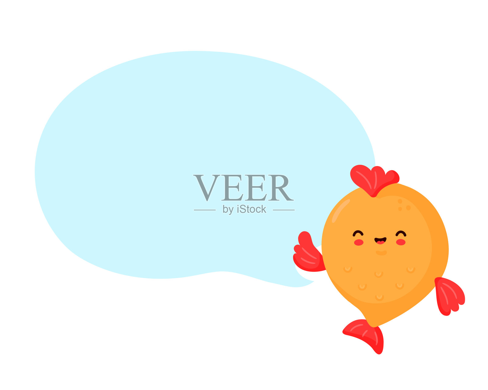 可爱的快乐搞笑的鱼和说话泡泡插画图片素材