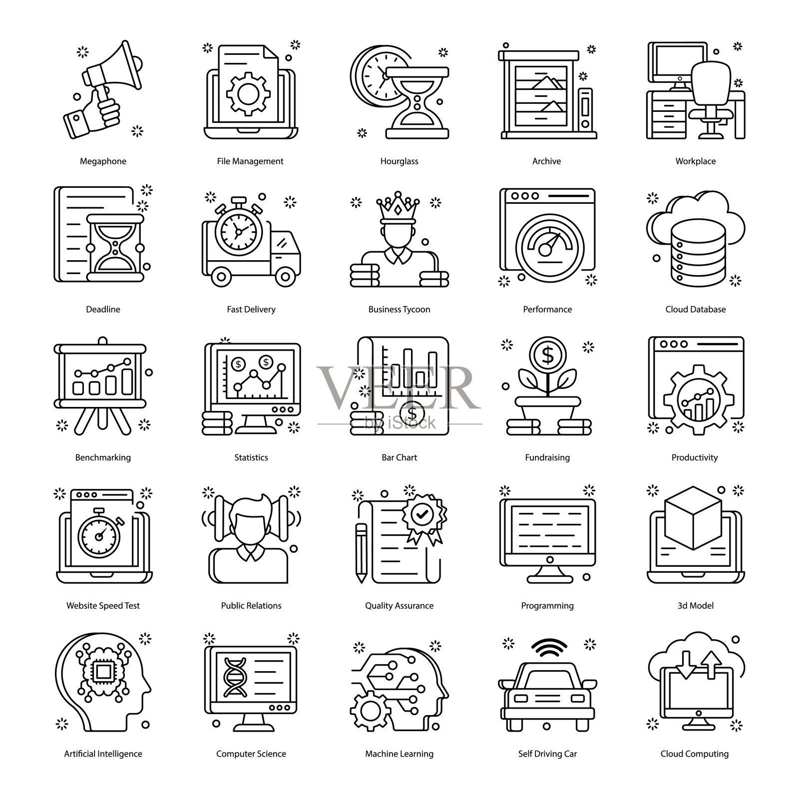 财务推广线风格包图标素材