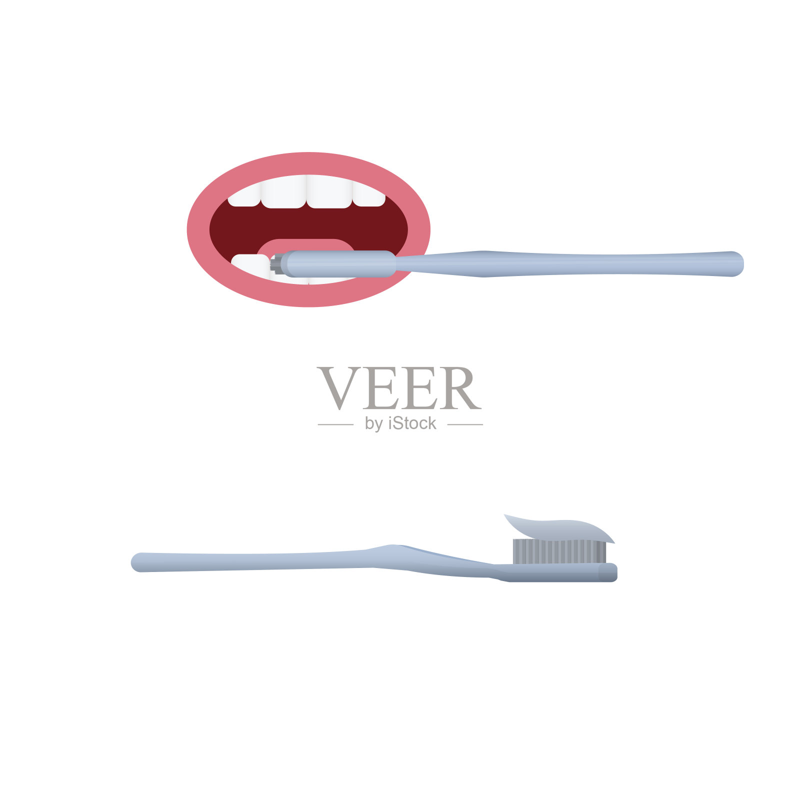 牙刷。刷牙齿。卫生和牙科插画图片素材