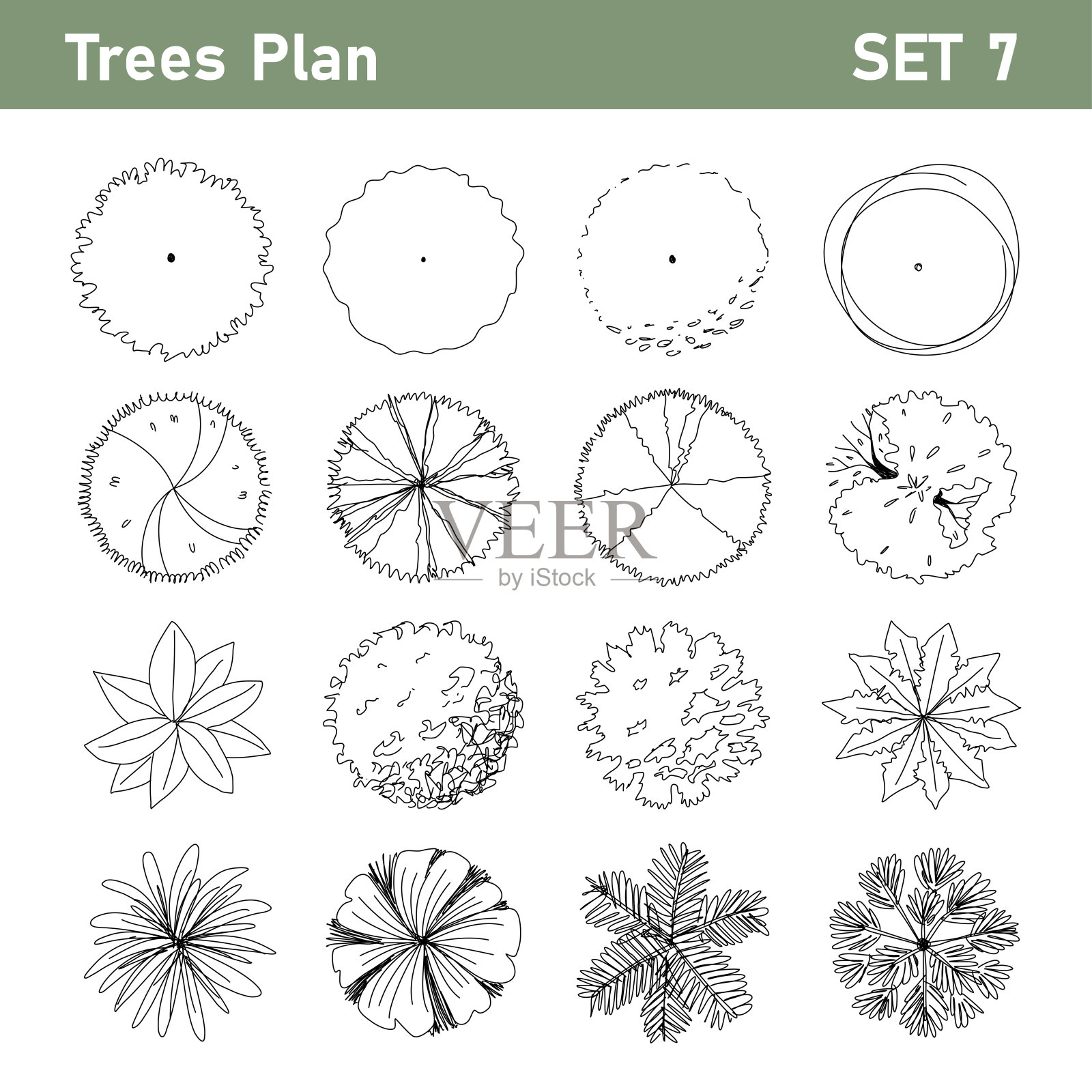 9树平面俯视图设置6插画图片素材