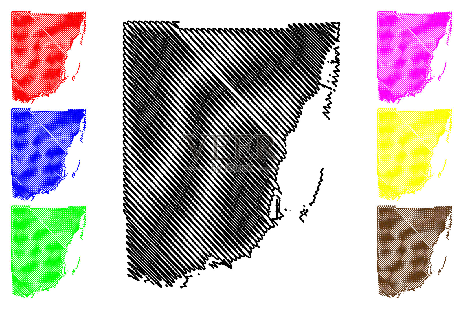 迈阿密-戴德县，佛罗里达地图插画图片素材