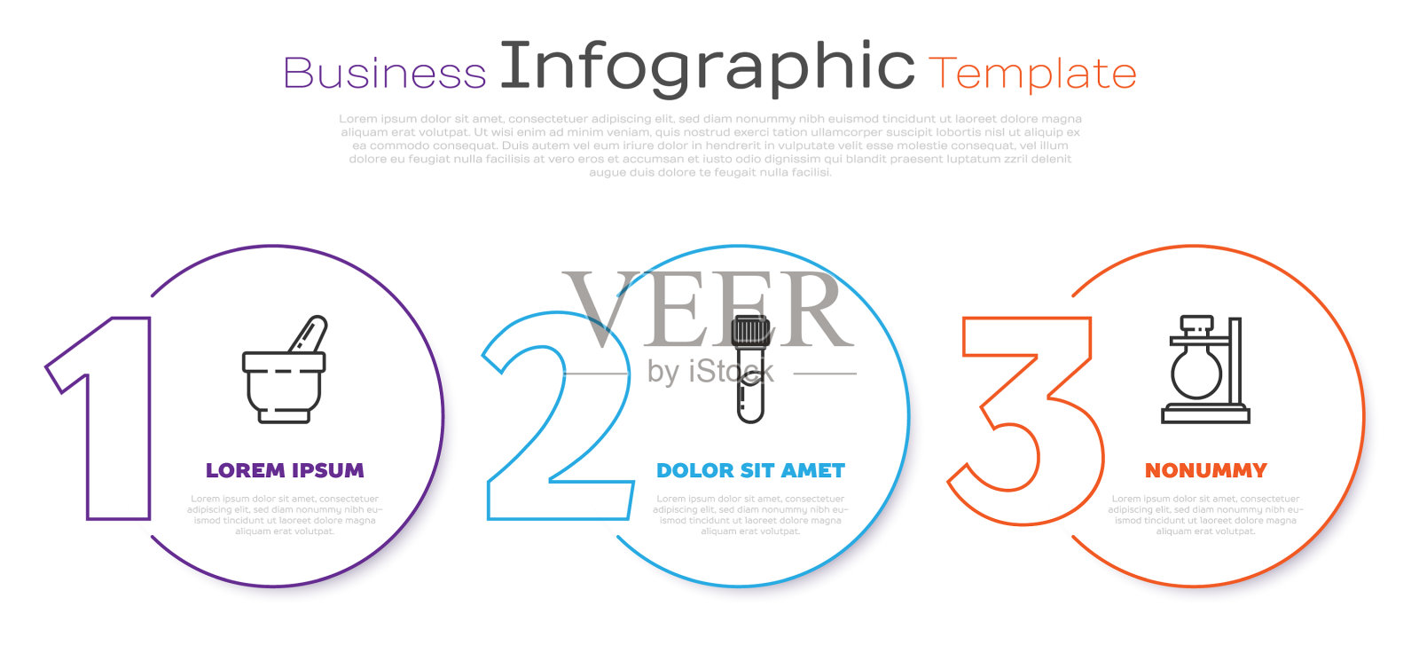 置线臼、杵、试管和烧瓶插画图片素材