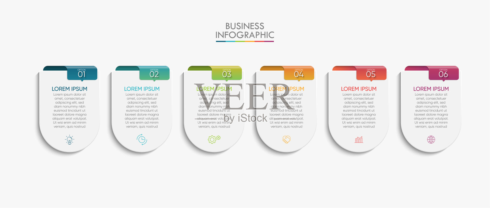 业务数据可视化。时间轴信息图图标设计为抽象的背景模板插画图片素材