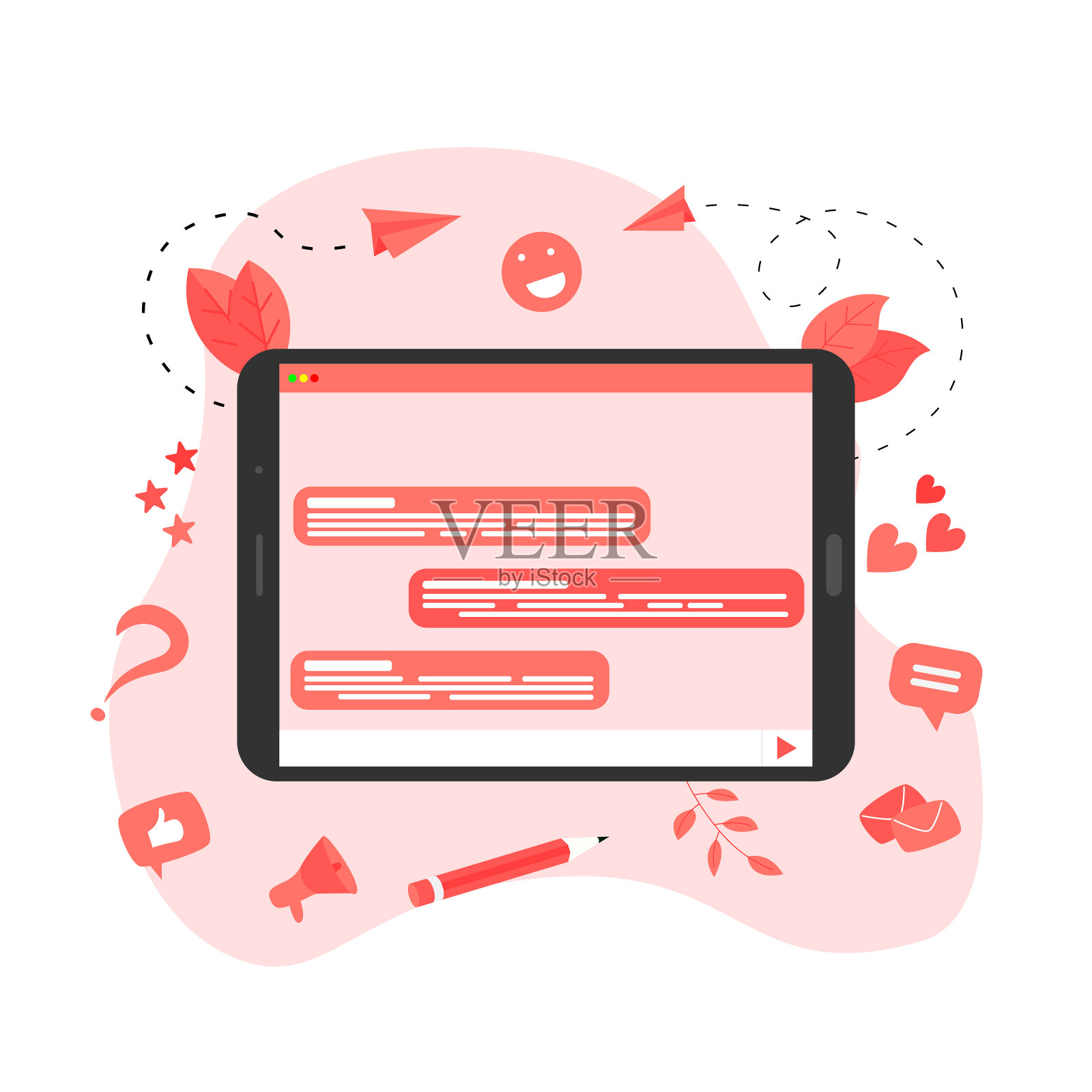 矢量插图的概念交流在线聊天。插画图片素材