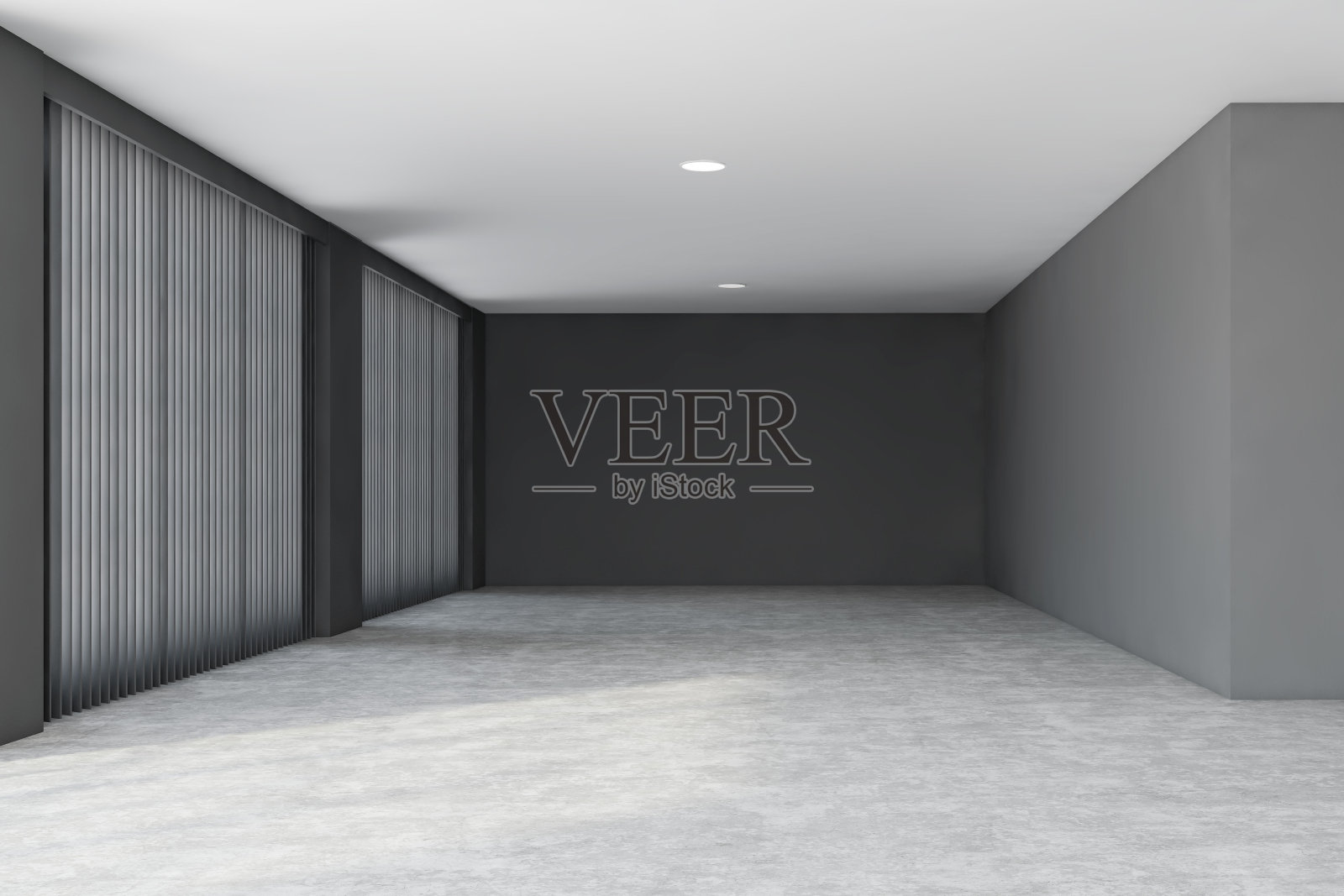 灰色的房间内部有百叶窗照片摄影图片