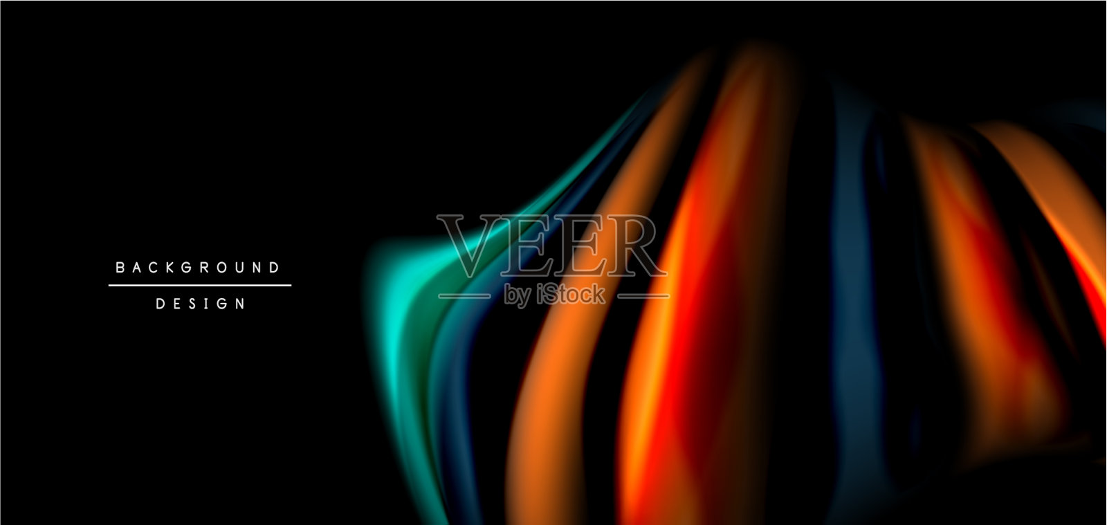 抽象丝绸流畅的线条上有黑色的多色插画图片素材