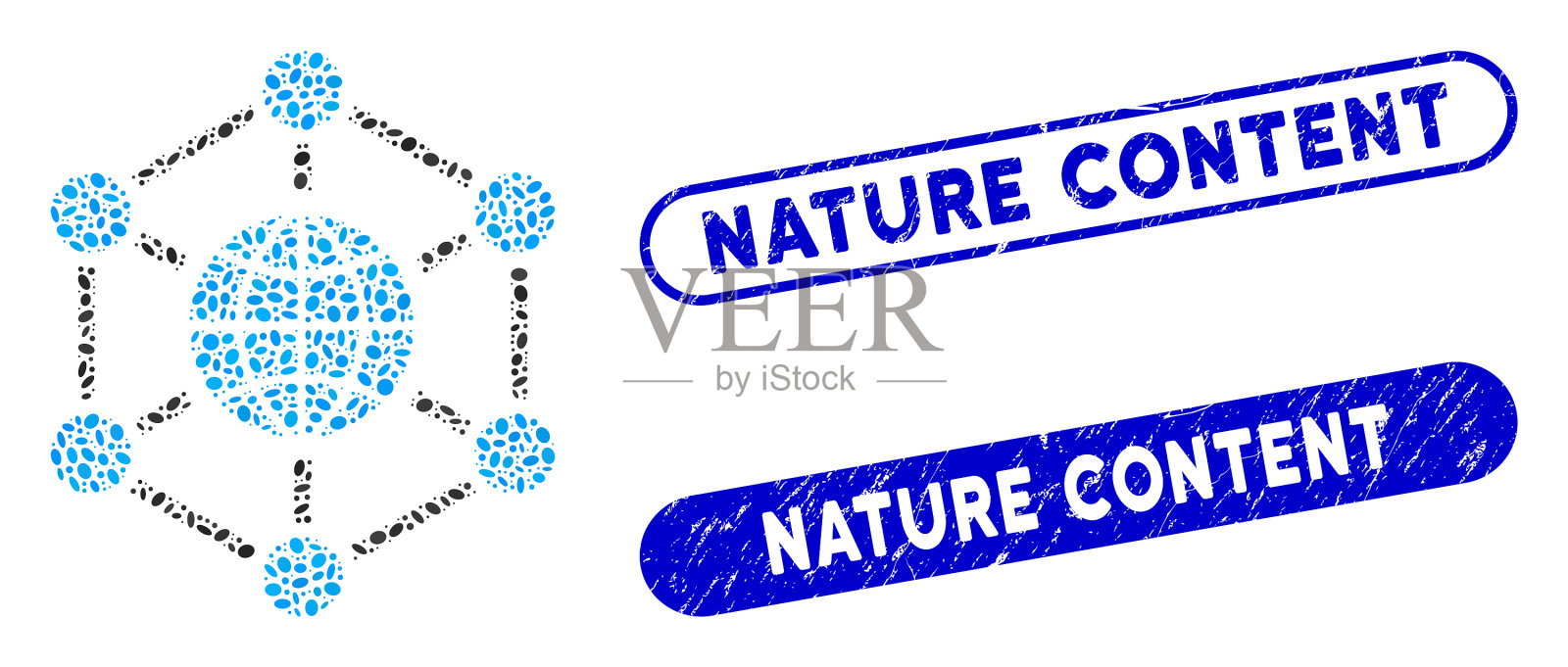 椭圆拼贴全球网与纹理的自然插画图片素材