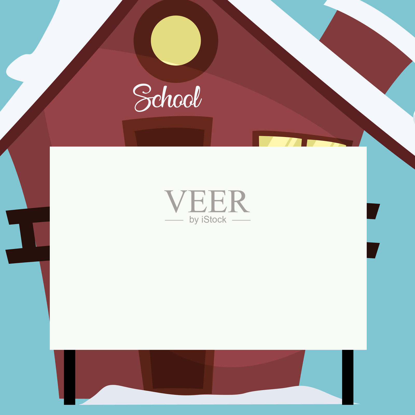 以卡通屋为主题的学校课程表插画图片素材