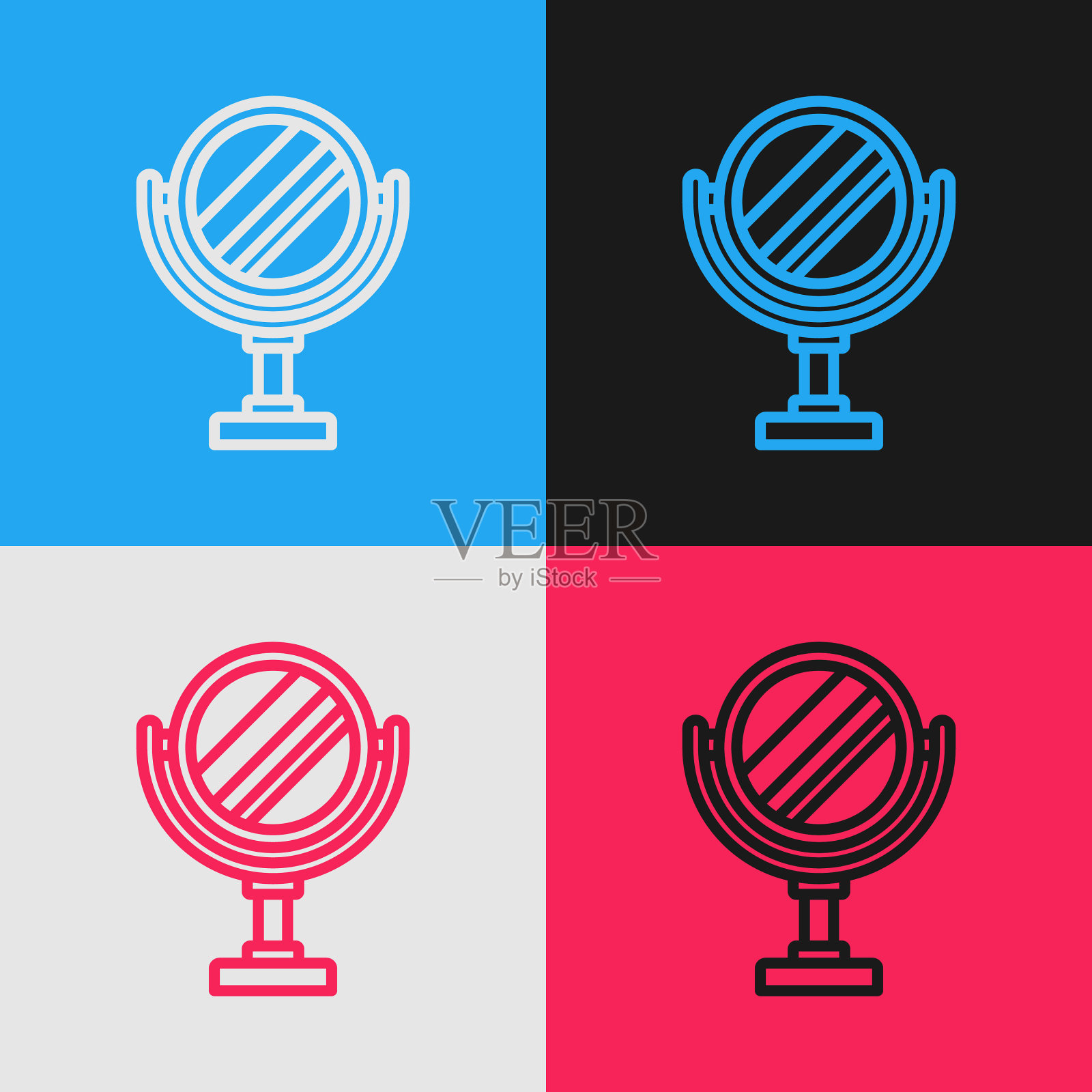 彩线圆妆镜上图标孤立插画图片素材