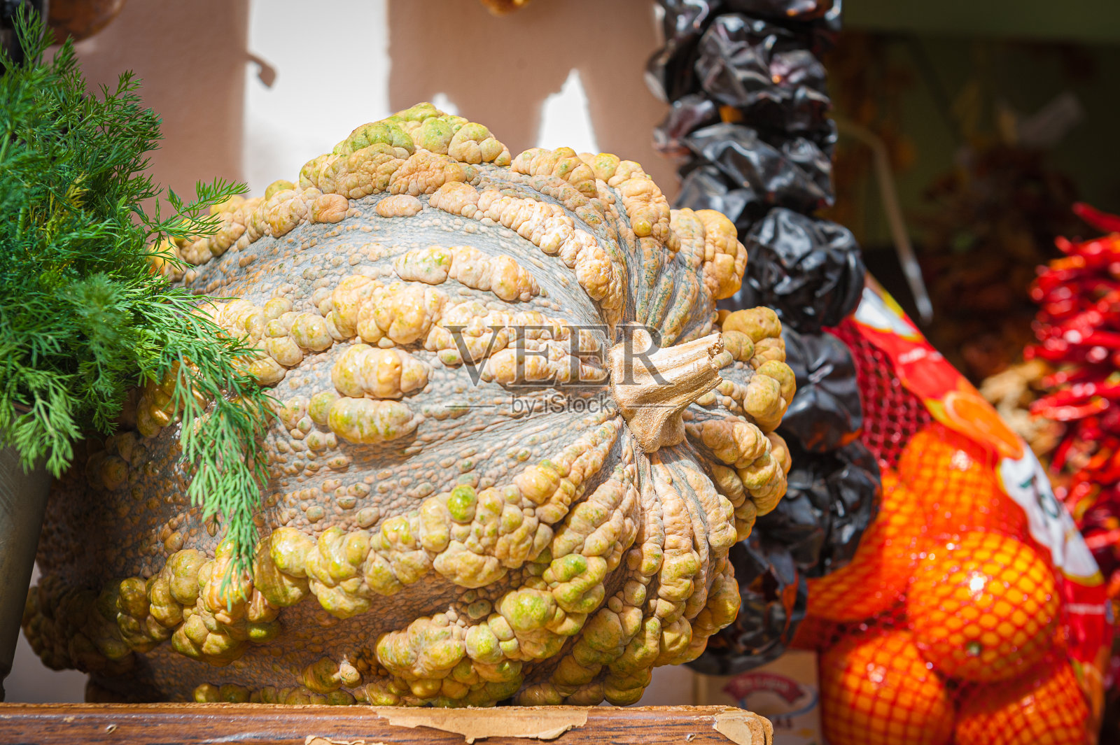 前景中五颜六色的水果和蔬菜用调色板“n”n处理照片摄影图片