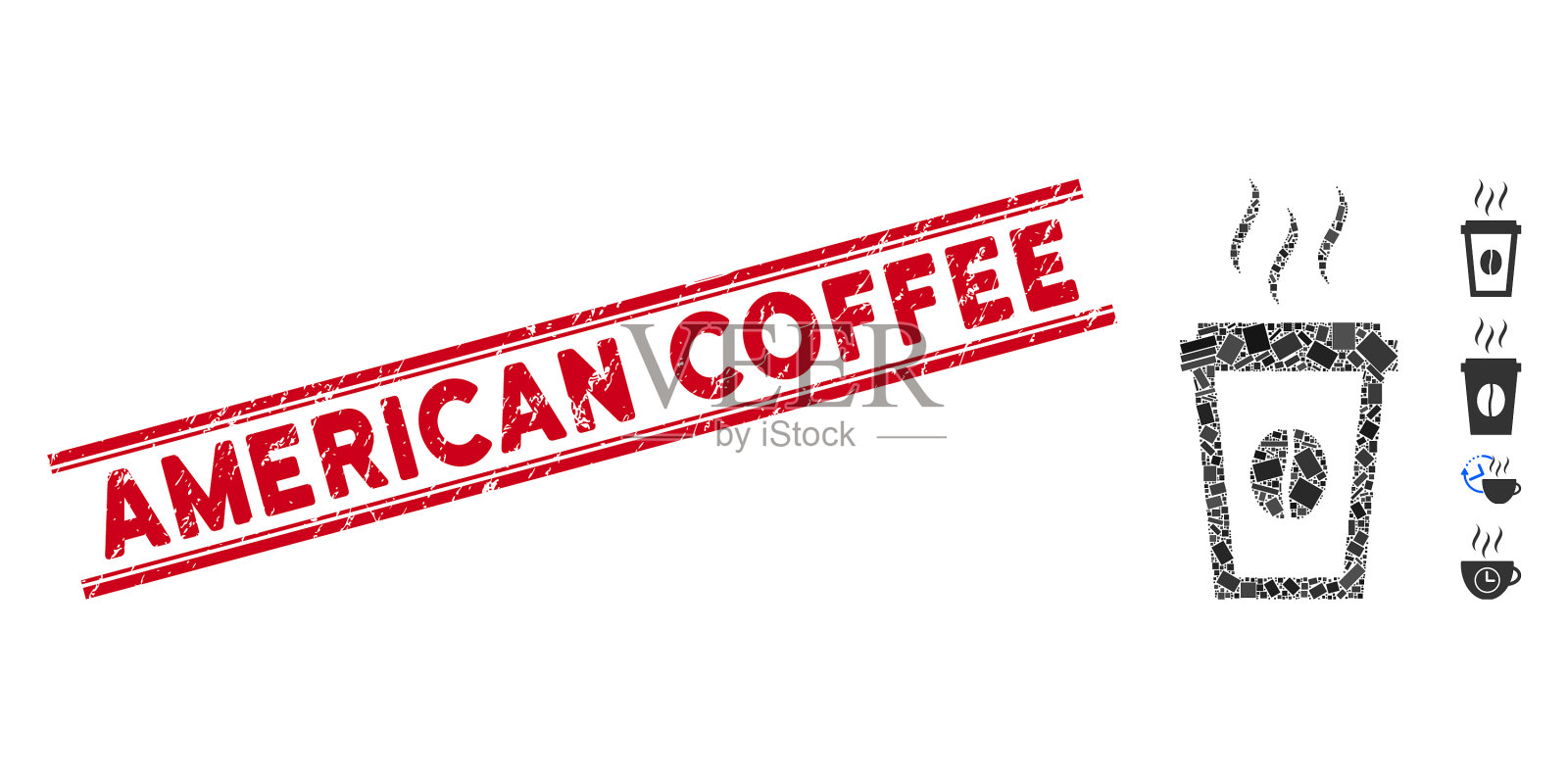 纸咖啡杯马赛克和忧伤的美国插画图片素材