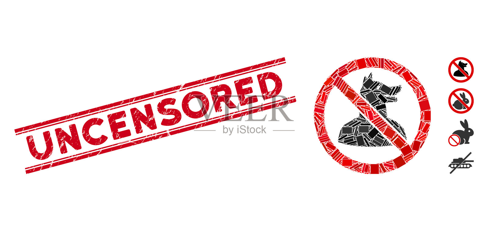 没有狗人马赛克和抓未经审查的邮票插画图片素材