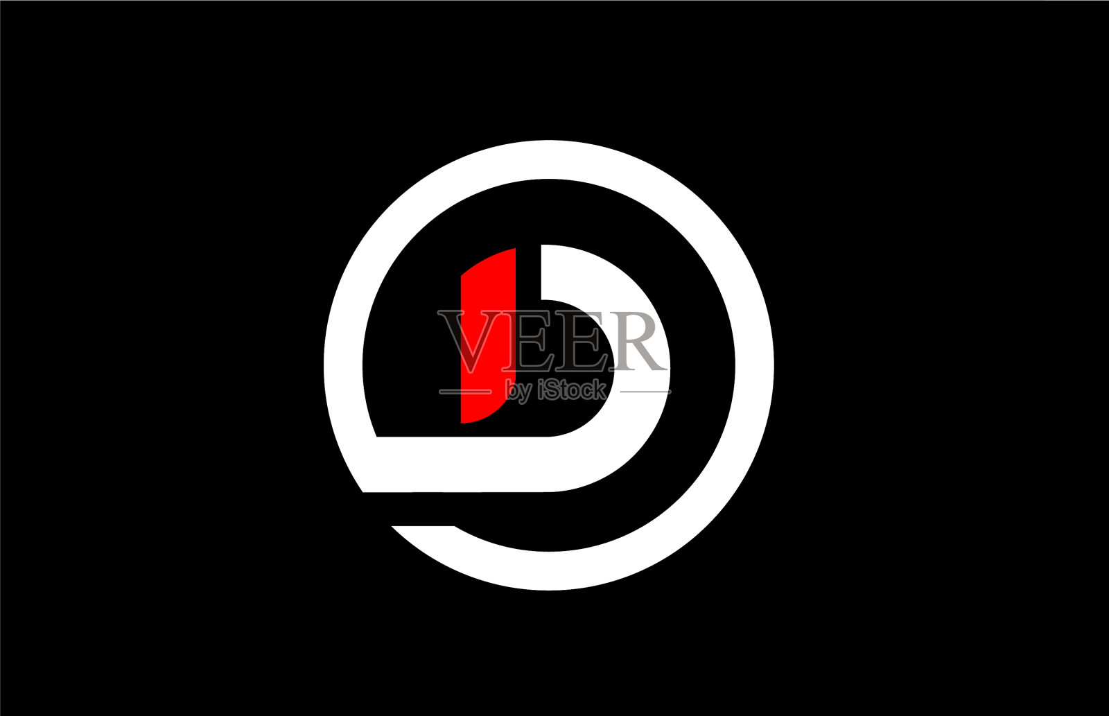 D字母与圆圈在黑红白插画图片素材