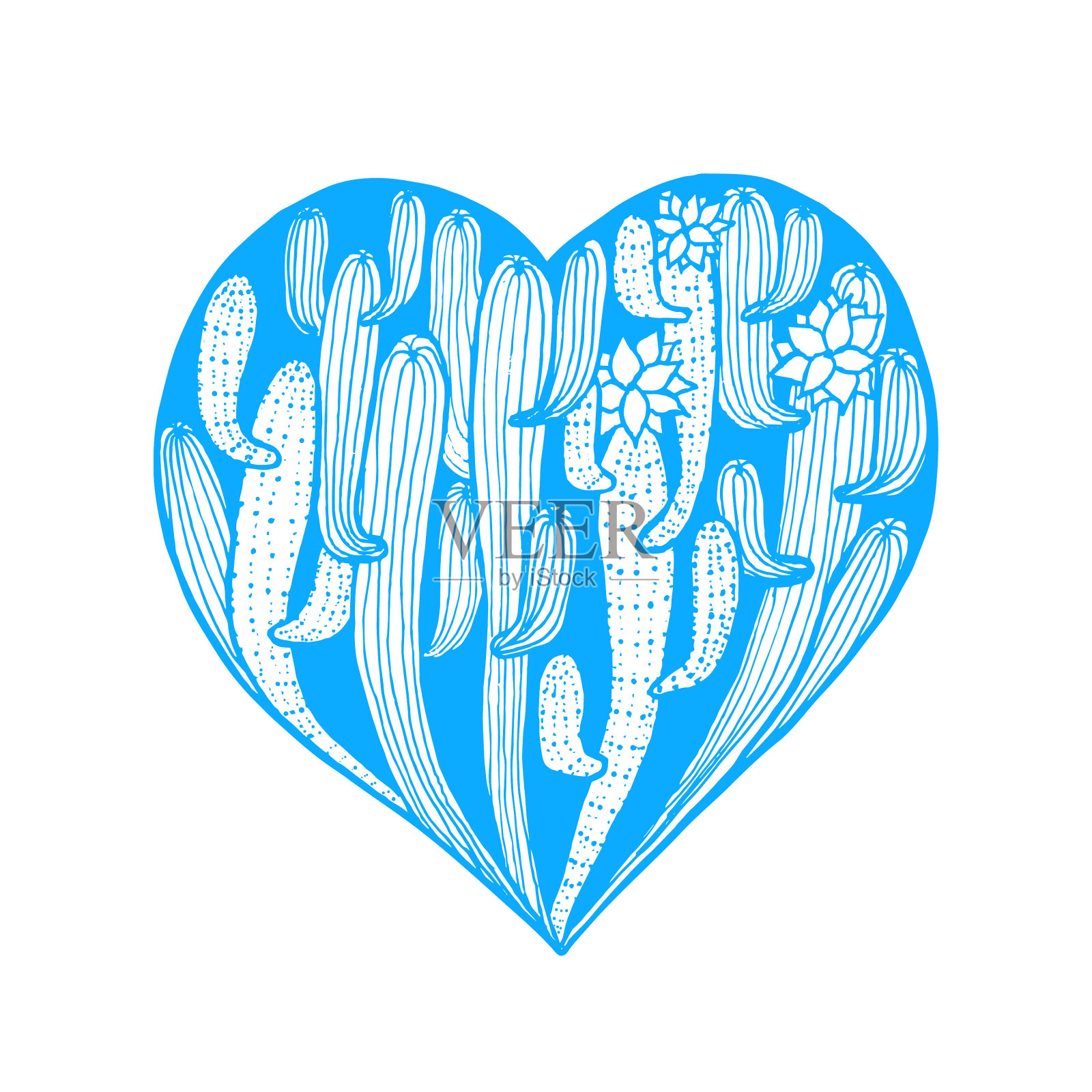 手握黎明心从蓝仙人掌设计元素图片