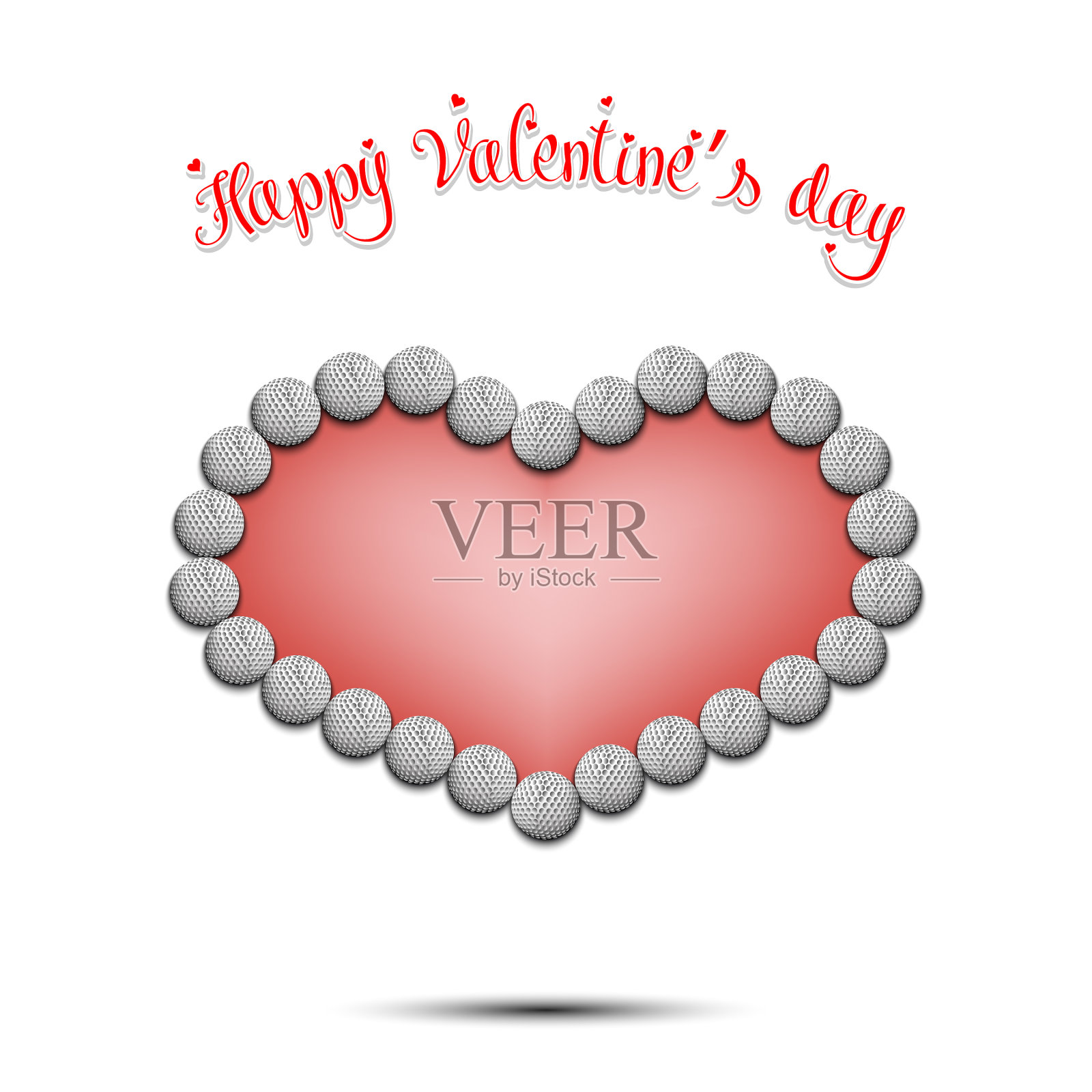 情人节快乐心做成高尔夫球插画图片素材