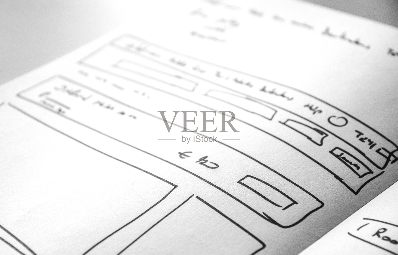 屏幕设计绘制和线框图的书照片摄影图片