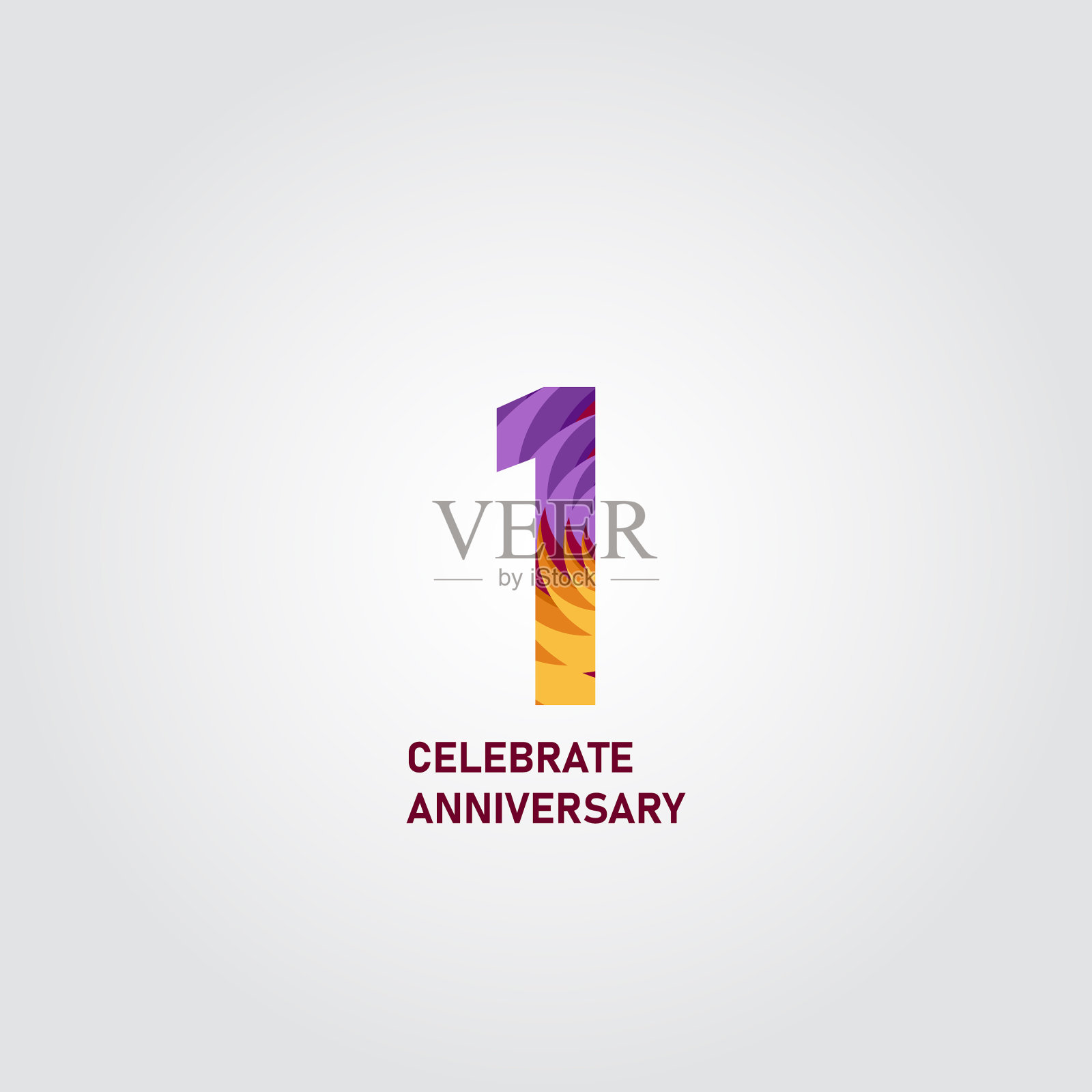 1周年精美彩虹模板设计插画图片素材