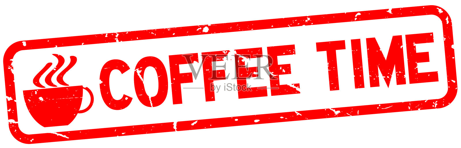 垃圾红咖啡时间字杯图标方块插画图片素材
